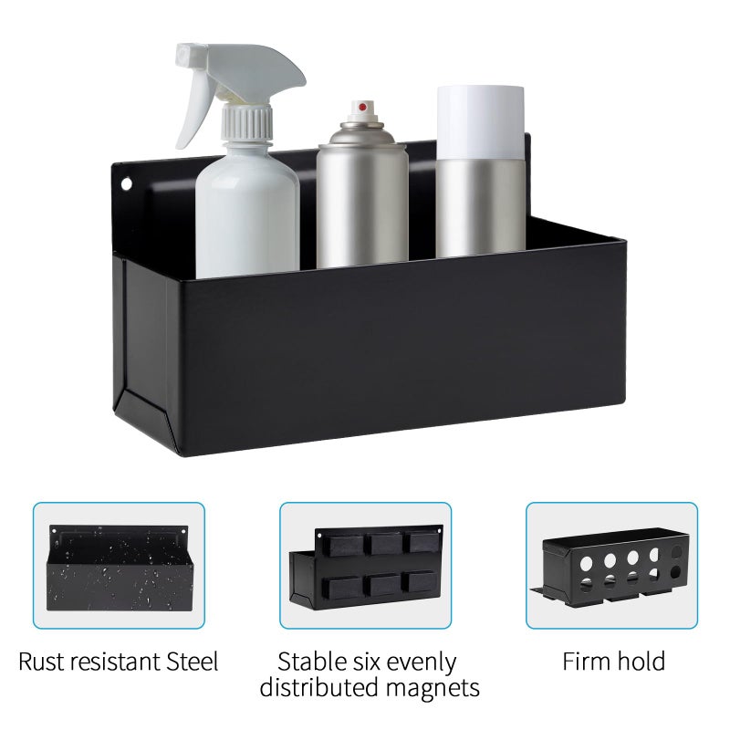 Rechabite Magnetic Aerosol Spray Can Holder  Magnet Toolbox Bottle Holder  Tool Box Storage Rack for Garage and Home  Craft Workspace  Mechanic Paint Bottle Can Organizer  Black  3""x8.3"" - Image 3